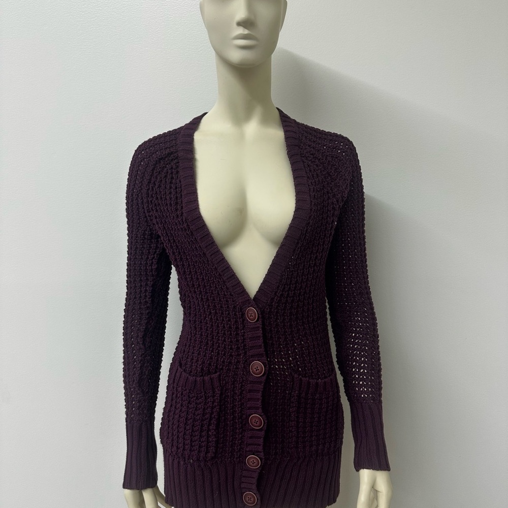 American Eagle Outfitters Burgandy Button up Knit Cardigan